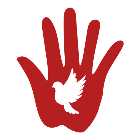 red hand day with a dove vector isolatedのイラスト素材