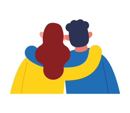 hug day illustration of firends hugging each other vector isolatedのイラスト素材