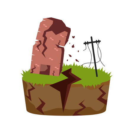 earthquake natural disaster isolatedのイラスト素材