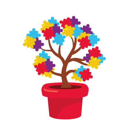 autism puzzle in tree shapeのイラスト素材