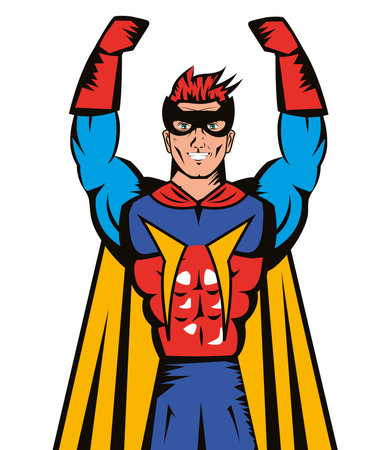 superhero pop art costumeのイラスト素材