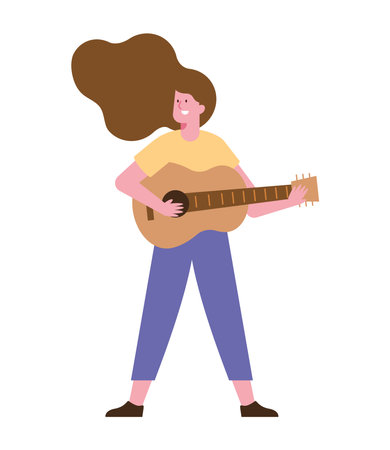 artist guitarist woman illustration vectorのイラスト素材