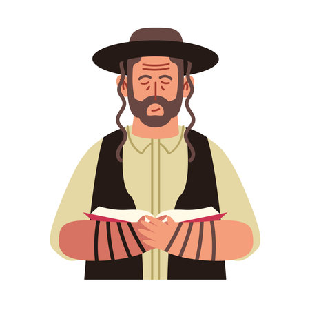 jewish tefillin leather illustration vectorのイラスト素材