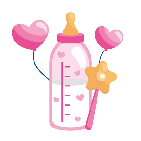 gender reveal pink milk bottleのイラスト素材