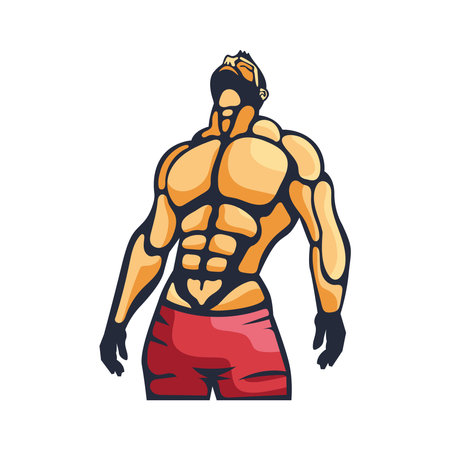gym emblem power man isolatedのイラスト素材