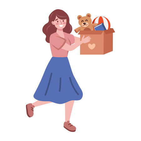 woman with toys donationのイラスト素材