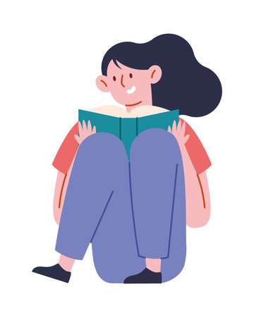 reader holding a book isolated designのイラスト素材