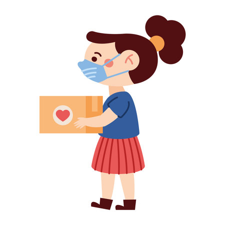 volunteer girl character medical donating and charityのイラスト素材