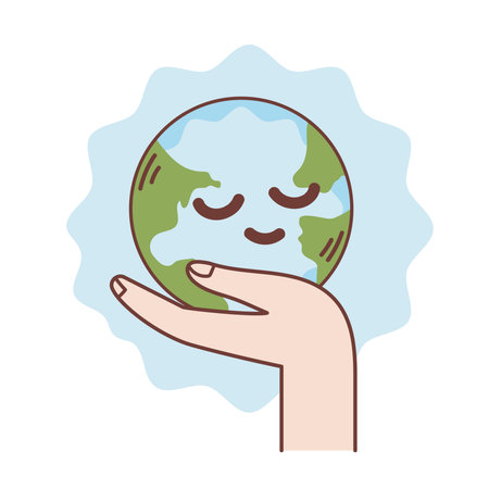 hands holding happy globeのイラスト素材