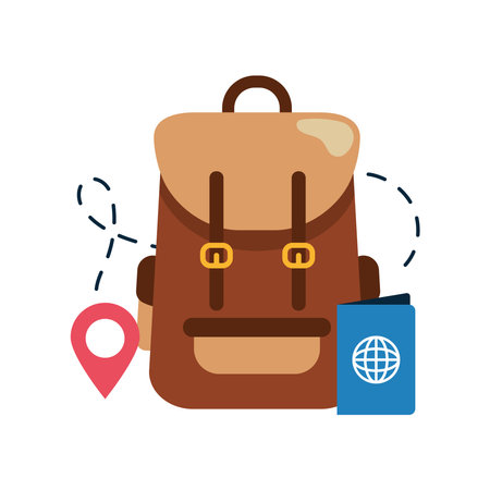 backpack with travel passportのイラスト素材