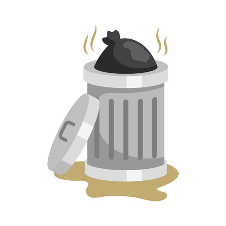 trash can with waste mosquito breeding groundのイラスト素材