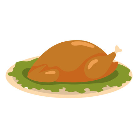roasted chicken on a dishのイラスト素材