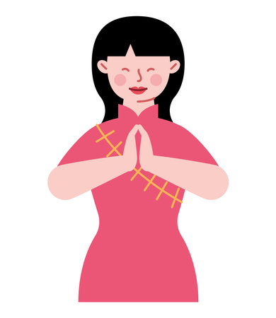 character of chinese woman in costume isolatedのイラスト素材