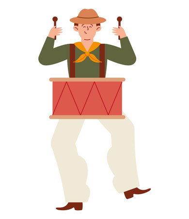 cowboy playing in country music band isolatedのイラスト素材