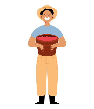 man worker character harvest coffee bean isolatedのイラスト素材