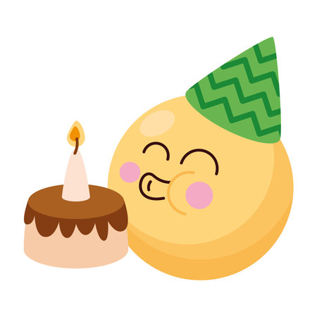 birthday emoji blowing candles isolatedのイラスト素材