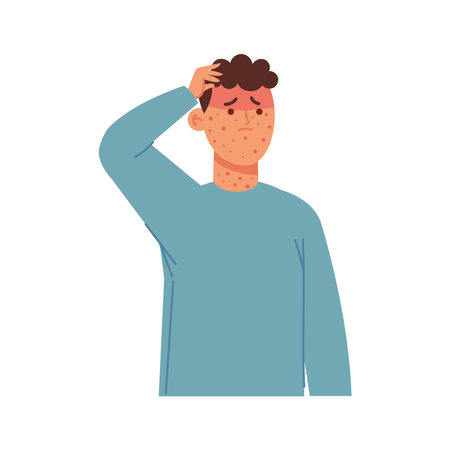 sick young with monkeypoxのイラスト素材