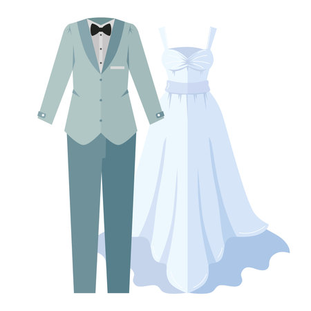 wedding elegant suits of the bride and groomのイラスト素材