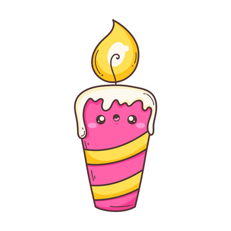 kawaii birthday candle cartoon isolatedのイラスト素材