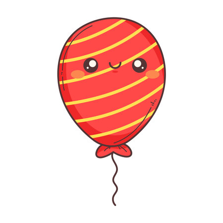 kawaii birthday balloon party isolatedのイラスト素材