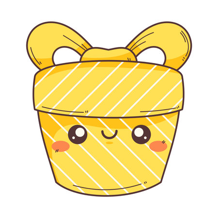 kawaii birthday gift box isolatedのイラスト素材