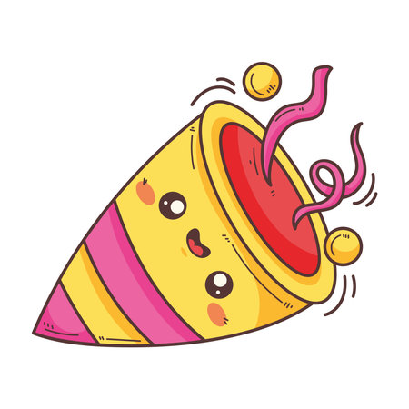 kawaii birthday confetti cartoon isolatedのイラスト素材