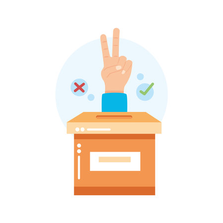 voting box with voter hand isolatedのイラスト素材
