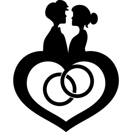 linked wedding rings couple love isolatedのイラスト素材