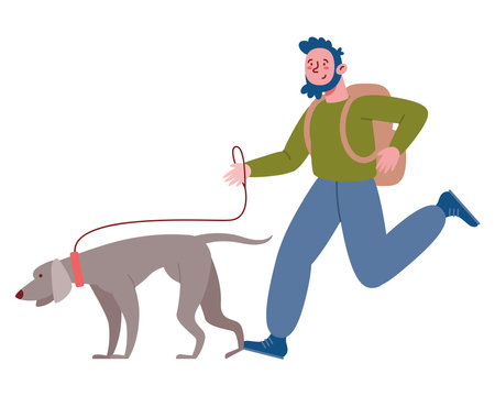running musher man and dog isolated designのイラスト素材