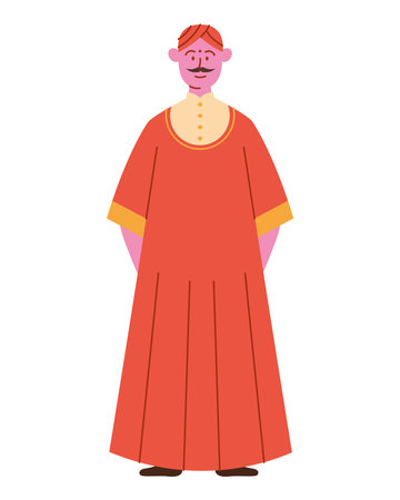 indian mature man with turban isolatedのイラスト素材