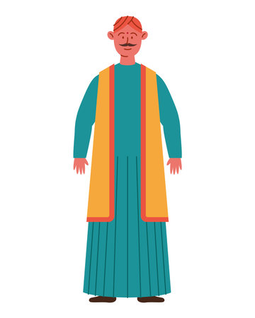 indian man wearing elegant suit isolatedのイラスト素材