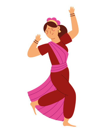 indian classical dancer bharatanatyam isolatedのイラスト素材