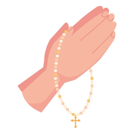 hand with rosary first communionのイラスト素材