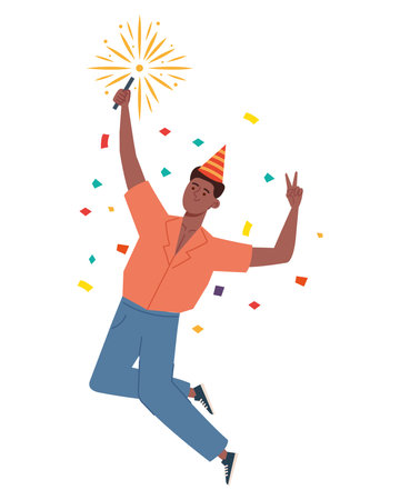 happy man celebratingのイラスト素材