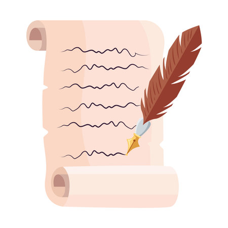 feather writing on paperのイラスト素材