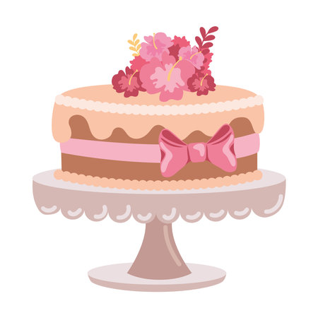 wedding cake with flowersのイラスト素材