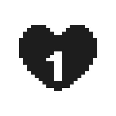black pixelated heart icon isolatedのイラスト素材