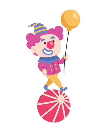 happy cute clown with balloons isolatedのイラスト素材
