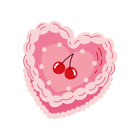 Heart shaped cherry cakeのイラスト素材