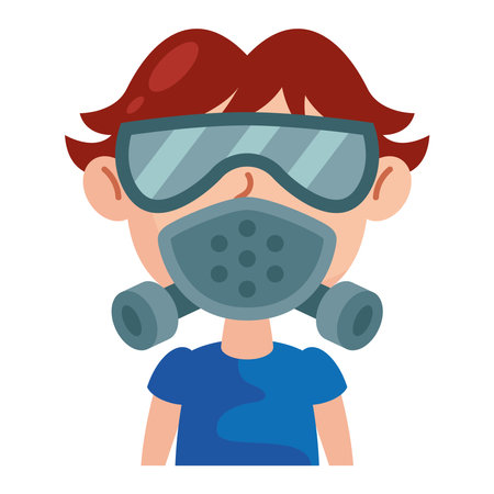 Person wearing medical protective maskのイラスト素材