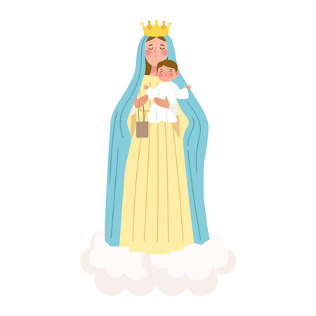 Virgin Mary with baby Jesusのイラスト素材