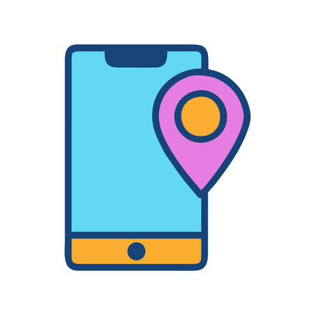Modern smartphone with location pin for travel navigation and mappingのイラスト素材
