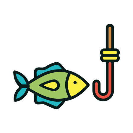 A fish hooked on a fishing line representing outdoor fishingのイラスト素材