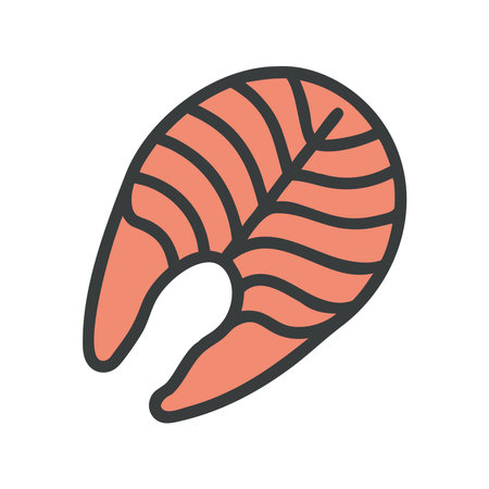 Salmon sashimi slice single pieceのイラスト素材