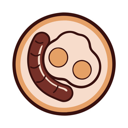 plate with sausage and fried eggs a hearty breakfast mealのイラスト素材
