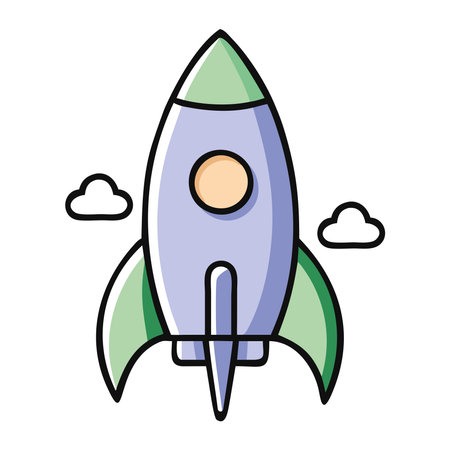 Rocketship Space Exploration Launch Iconのイラスト素材