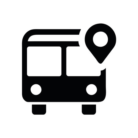 bus with a location marker illustrationのイラスト素材