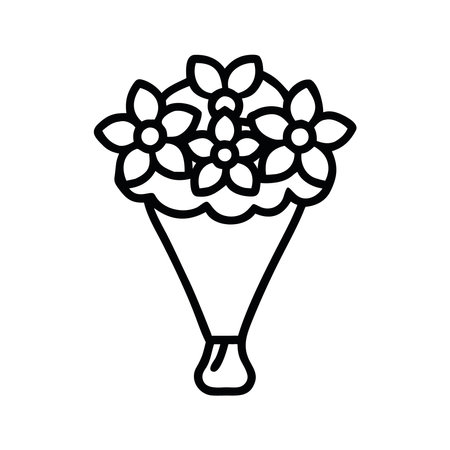 Wedding sketch icon bouquet romance and decorのイラスト素材