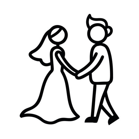 Wedding sketch icon bride and groom dancing love and unityのイラスト素材