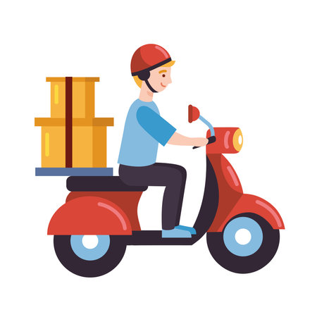 Motorcycle Delivery Service Riderのイラスト素材